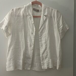 Everlane White 100% Linen Short Sleeve Button Up Size 0